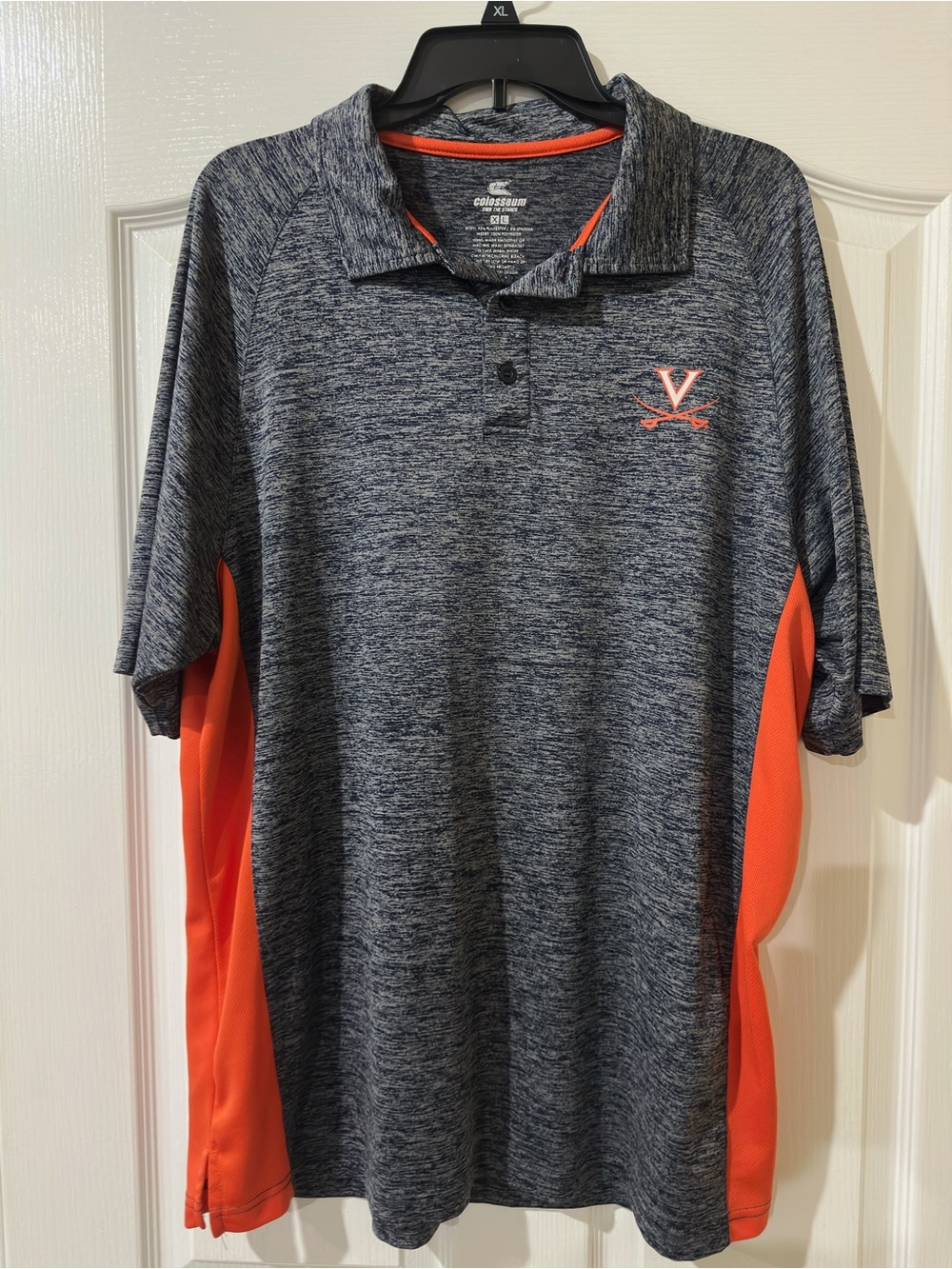 Colosseum Men’s Navy Heather & Orange UVA Polo XL